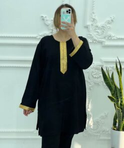 تونیک نخی نوار طلایی 778 - Image 5