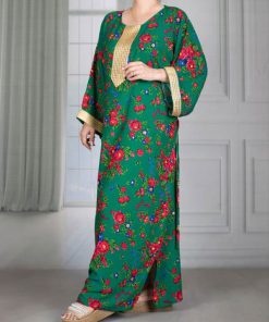 پیراهن سنتی گلدار نوارطلایی 6007 - Image 4