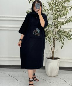 پیراهن رخ لینن گلدوزی