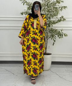 پیراهن سنتی گلدار نوارطلایی 6007 - Image 9