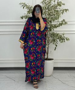 پیراهن سنتی گلدار نوارطلایی 6007 - Image 13