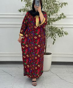 پیراهن سنتی گلدار نوارطلایی 6007 - Image 14