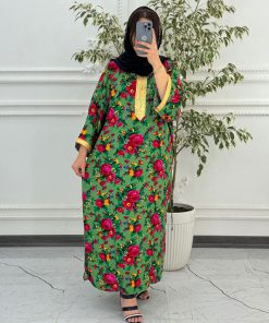 پیراهن سنتی گلدار نوارطلایی 6007 - Image 15