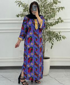 پیراهن سنتی گلدار نوارطلایی 6007 - Image 16