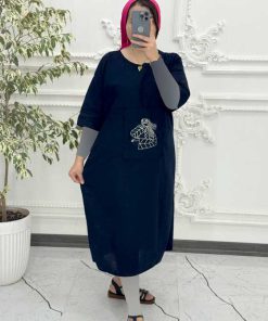 پیراهن رخ لینن گلدوزی 4003 - Image 19