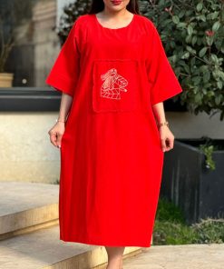 پیراهن رخ لینن گلدوزی 4003 - Image 5