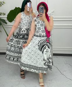 سارافون ساحلی لنگی سفید مشکی 1378