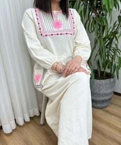 پیراهن لینن گلدوزی سنتی 6016