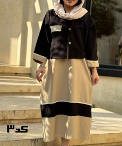 کت سارافون دو رنگ لینن 1392 - Image 3