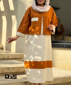 کت سارافون دو رنگ لینن 1392 - Image 5