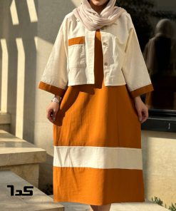 کت سارافون دو رنگ لینن 1392 - Image 6