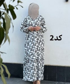 Alternative view of ساحلی فلور سفید مشکی یقه بند دار 6088