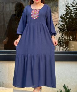پیراهن برنوتی یقه گلدوزی 6107