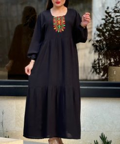Alternative view of پیراهن برنوتی یقه گلدوزی 6107