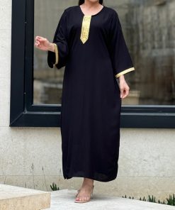 Alternative view of پیراهن نوارطلایی نخ ململ بیگ سایز 6933