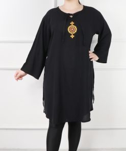 تونیک نخی گلدوزی مشکی محرمی