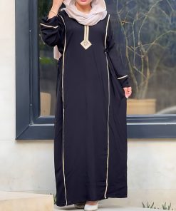 پیراهن یال یقه گلدوزی تک رنگ
