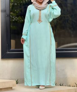 پیراهن یال یقه گلدوزی تک رنگ 7201 - Image 4