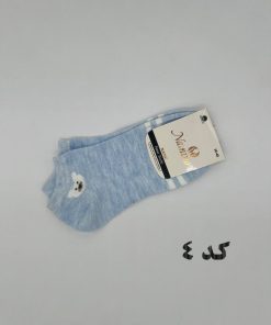جوراب مچی دخترانه سفید آبی خرسی 20004 - Image 5