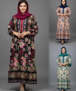 پیراهن ساحلی وارداتی دکمه دار طرح گلدار