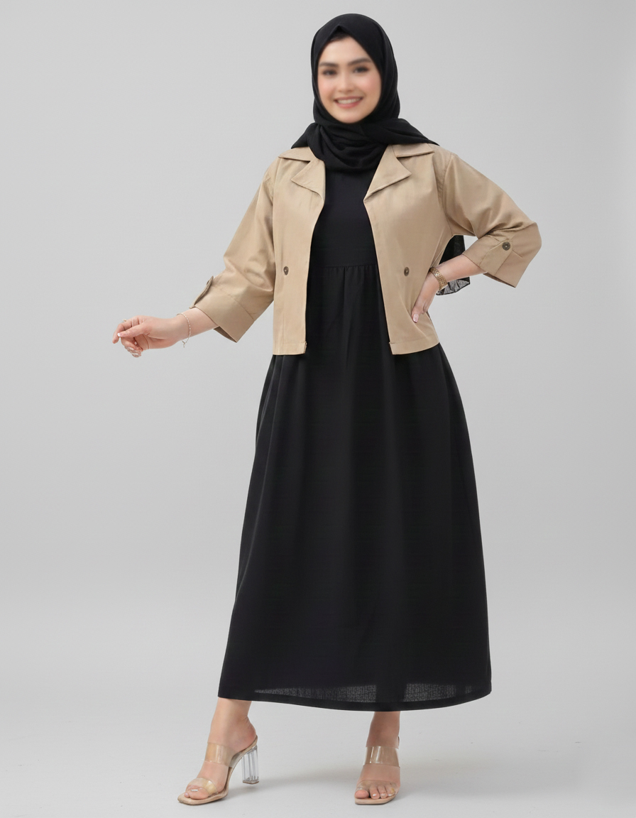 ست کت و سارافون لینن وارداتی یقه انگلیسی 7336 - Image 2