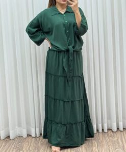 شومیز و دامن نخی طبقه ای 7455 - Image 3