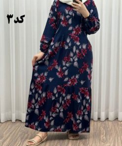 پیراهن نخی گلدار رنگبندی A7452 - Image 3