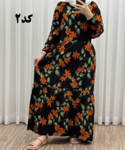 پیراهن نخی گلدار رنگبندی A7452 - Image 4