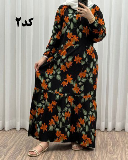 پیراهن نخی گلدار رنگبندی A7452 - Image 4