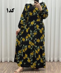 پیراهن نخی گلدار رنگبندی A7452 - Image 5