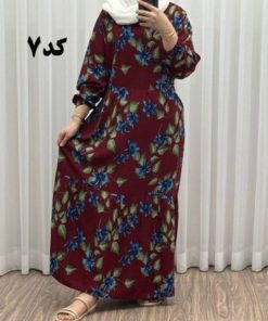 پیراهن نخی گلدار رنگبندی A7452 - Image 7