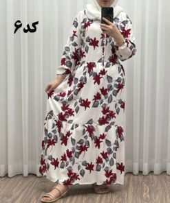 پیراهن نخی گلدار رنگبندی A7452 - Image 8