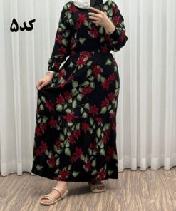 پیراهن نخی گلدار رنگبندی A7452 - Image 9