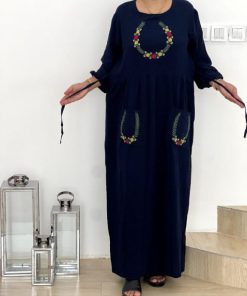 پیراهن ململ گلدوزی دوجیب U7470 - Image 4