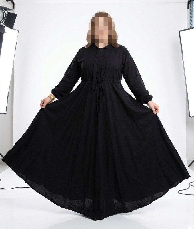 پیراهن تمام کلوش مشکی 7502 - Image 3