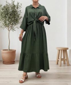 شومیز و دامن نخی تک چین 7522