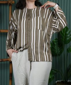شومیز نخی راه راه A7561 - Image 5