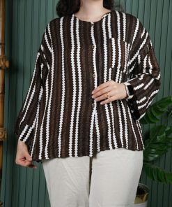 شومیز نخی راه راه A7561 - Image 10