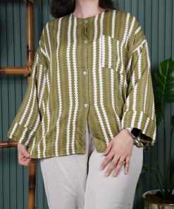 شومیز نخی راه راه A7561 - Image 9