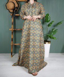 پیراهن کلوش طرح خشت 7595 - Image 3