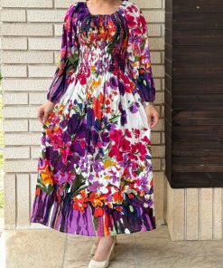 پیراهن کریشه هندی طرح آب رنگی M6125