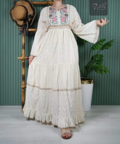 پیراهن هندی نخی گلدوزی M7606 - Image 4