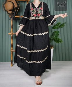 پیراهن هندی نخی گلدوزی M7606 - Image 7