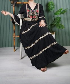 پیراهن هندی نخی گلدوزی M7606