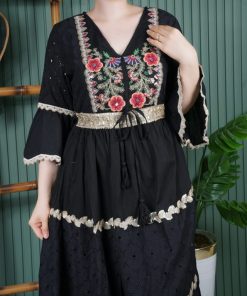 پیراهن هندی نخی گلدوزی M7606 - Image 3