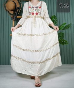 پیراهن هندی نخی گلدوزی M7606 - Image 6