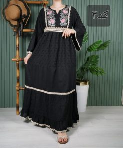 پیراهن هندی نخی گلدوزی M7606 - Image 5