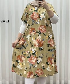 پیراهن طرح دار لامبادا نخی SH7607 - Image 12