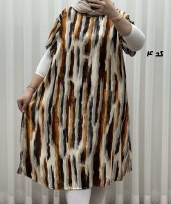 پیراهن طرح دار لامبادا نخی SH7607 - Image 3