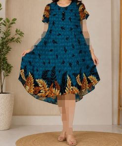پیراهن زنانه کوتاه خارجی نخی H7618